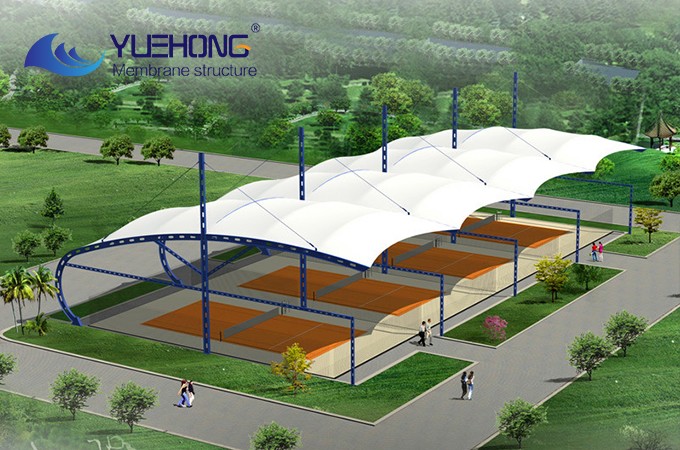 Cobertura em membrana estrutural para campo desportivo